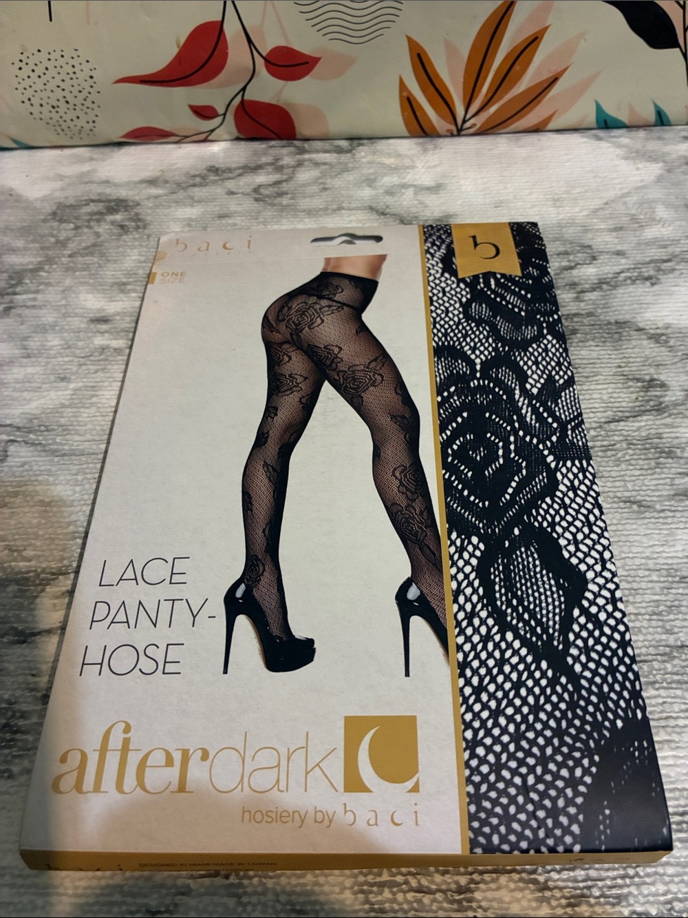 baci After Dark Black Lace Pantyhose
